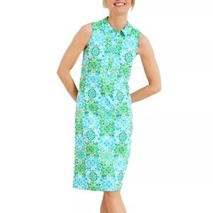 Talbot's Sleeveless Green and Blue Midi Dress